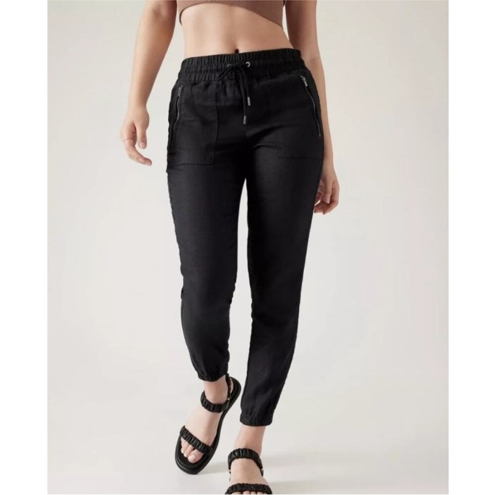 Athleta Black Linen Joggers